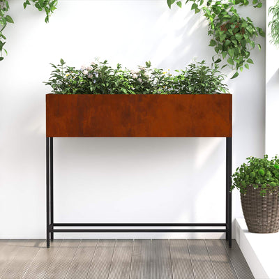 Vidaxl erhöhter Gartenpflanzer rostig 100 x 26 x 82 cm Cortenstahl