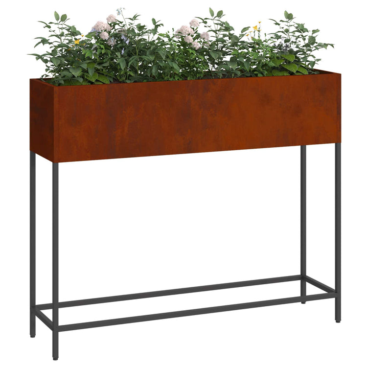 Vidaxl erhöhter Gartenpflanzer rostig 100 x 26 x 82 cm Cortenstahl