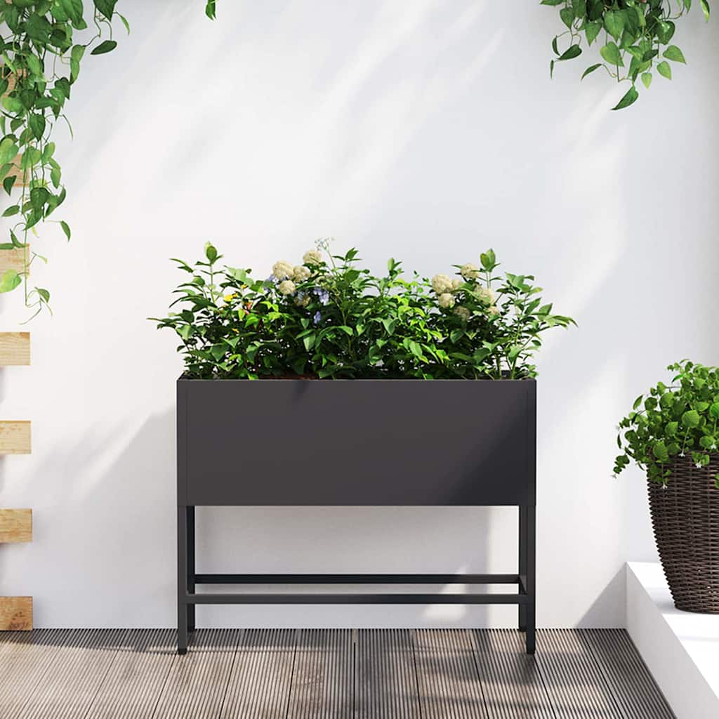Vidaxx erhöhter Gartenpflanzer schwarz 60 x 26 x 45 cm Stahl