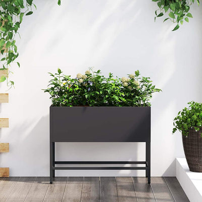 Vidaxx erhöhter Gartenpflanzer schwarz 60 x 26 x 45 cm Stahl