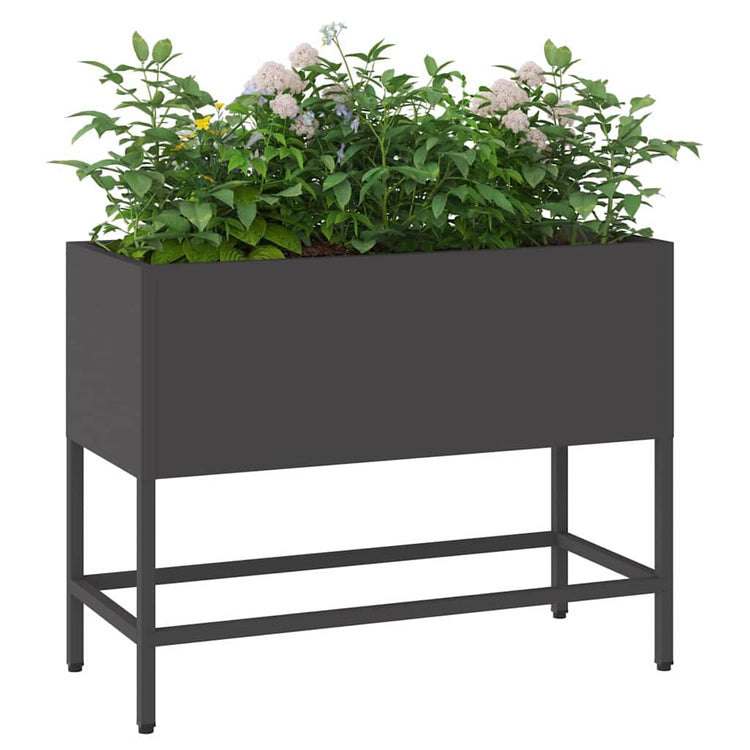 Vidaxx erhöhter Gartenpflanzer schwarz 60 x 26 x 45 cm Stahl