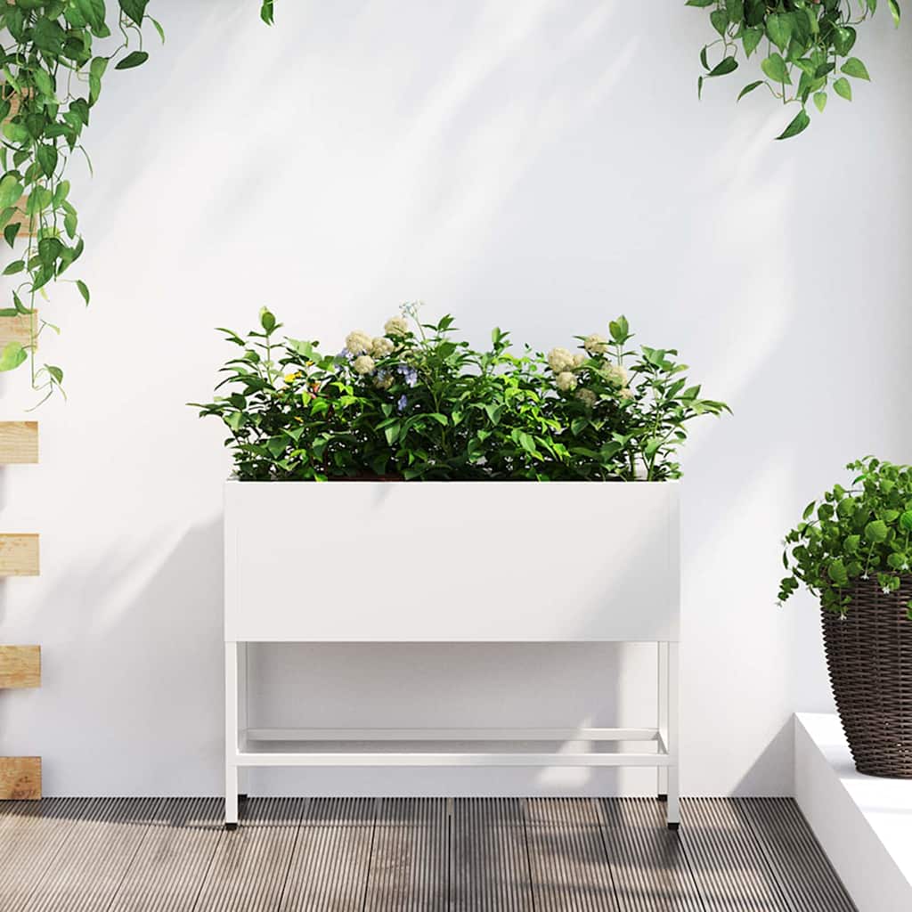 Vidaxx erhöhter Gartenpflanzer weiß 60 x 26 x 45 cm Stahl