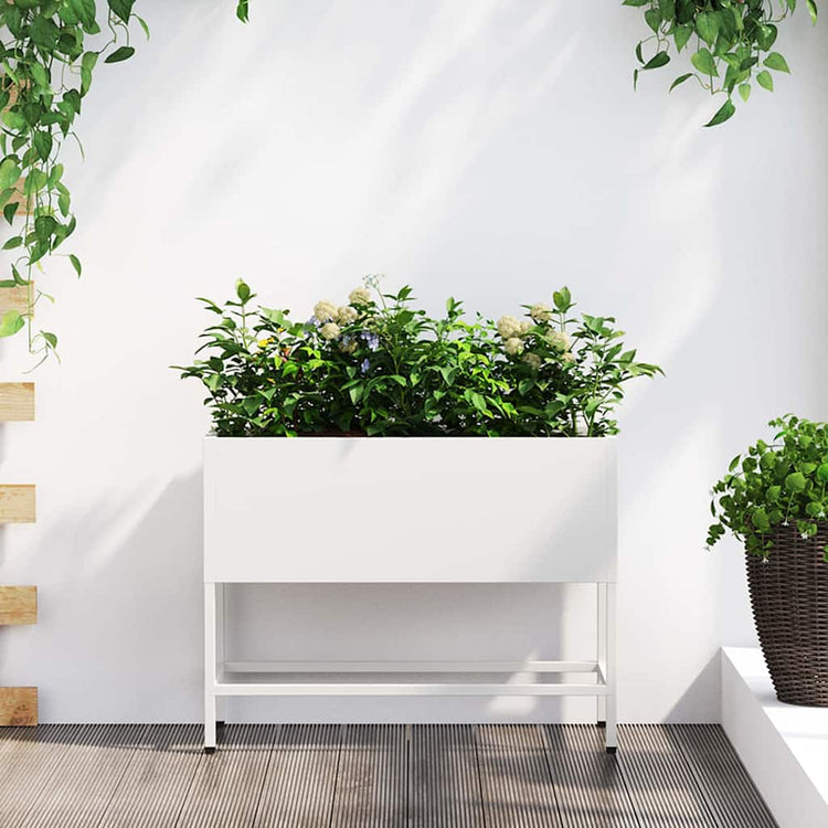 Vidaxx erhöhter Gartenpflanzer weiß 60 x 26 x 45 cm Stahl