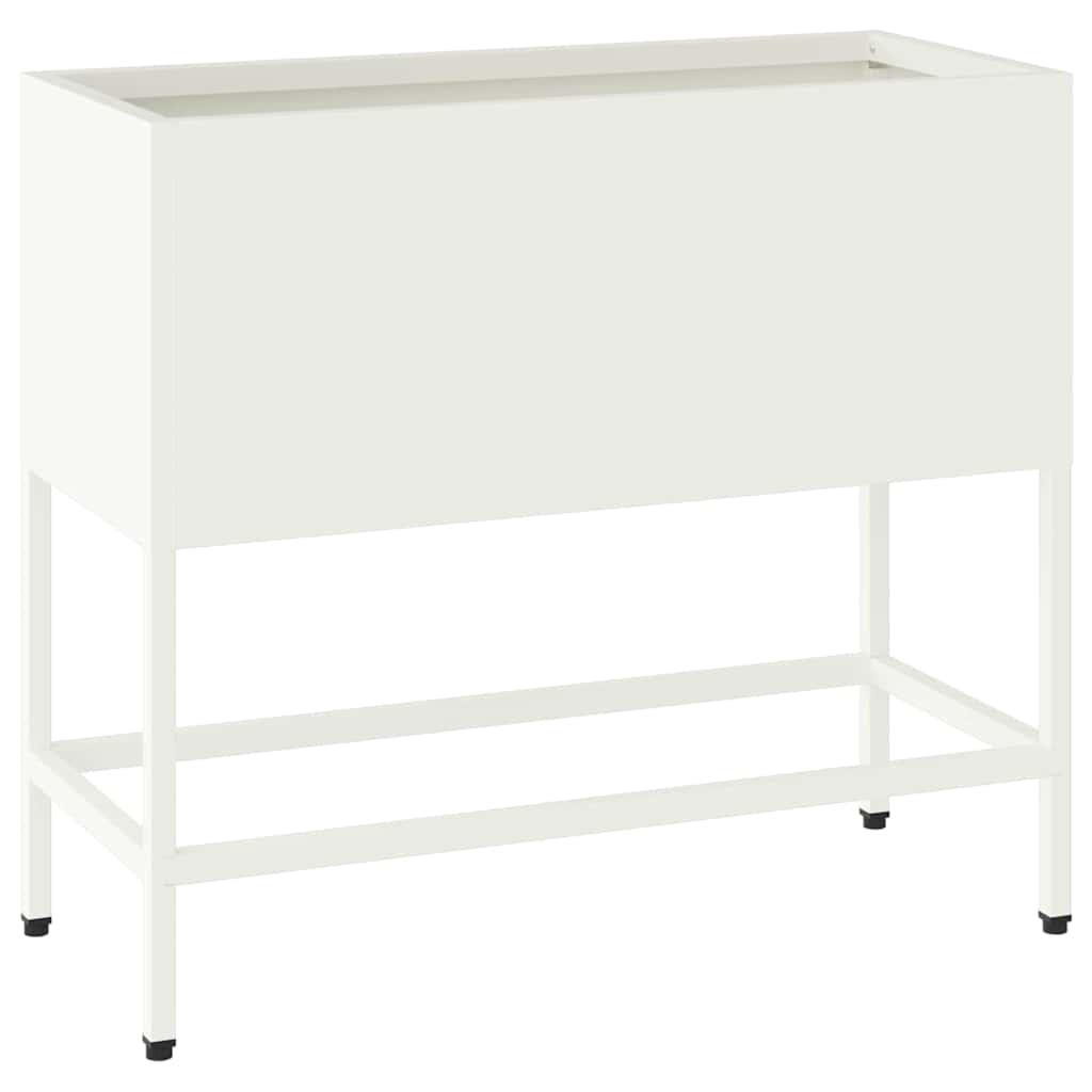 Vidaxx erhöhter Gartenpflanzer weiß 60 x 26 x 45 cm Stahl