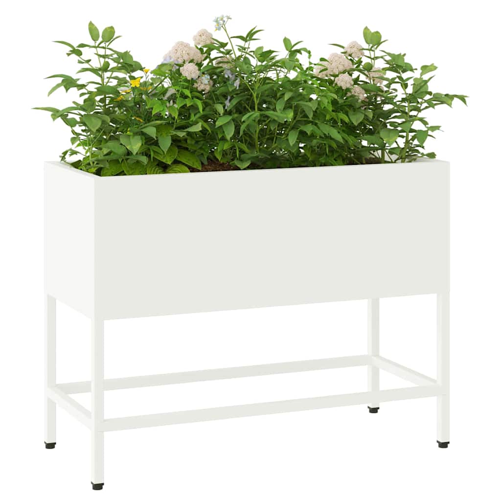 Vidaxx erhöhter Gartenpflanzer weiß 60 x 26 x 45 cm Stahl