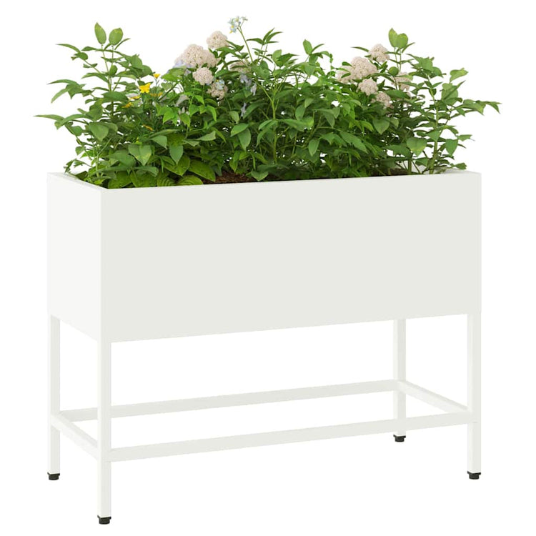 Vidaxx erhöhter Gartenpflanzer weiß 60 x 26 x 45 cm Stahl