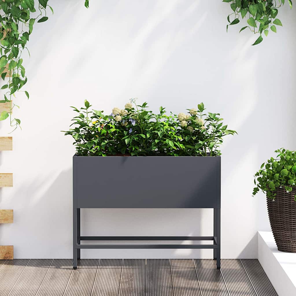 Vidaxl erhöhter Gartenpflanzer Anthrazit 60 x 26 x 45 cm Stahl