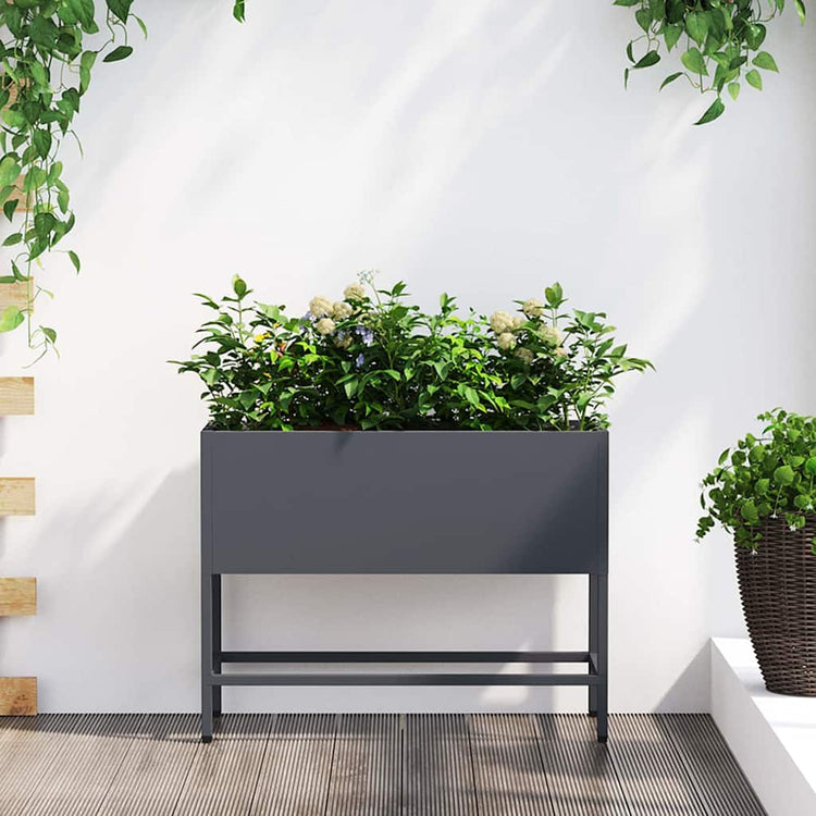 Vidaxl erhöhter Gartenpflanzer Anthrazit 60 x 26 x 45 cm Stahl