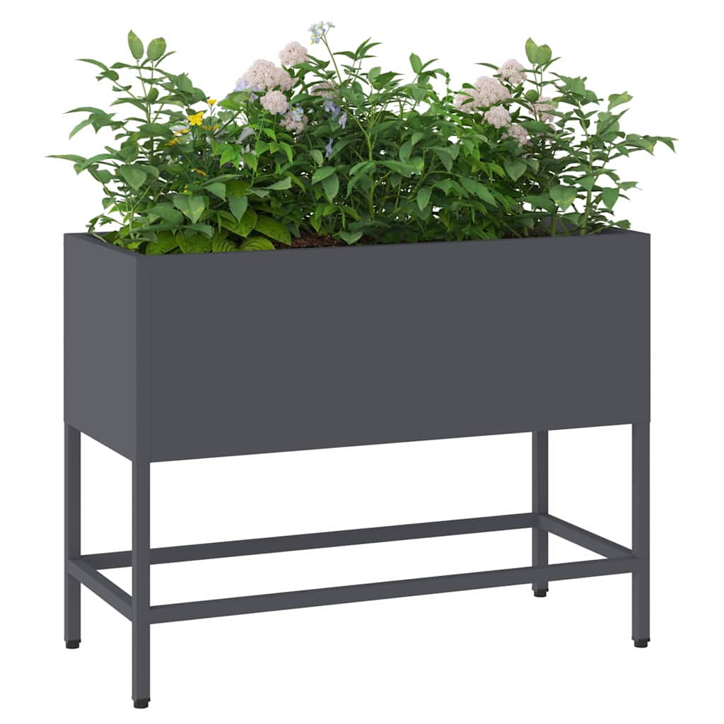 Vidaxl erhöhter Gartenpflanzer Anthrazit 60 x 26 x 45 cm Stahl