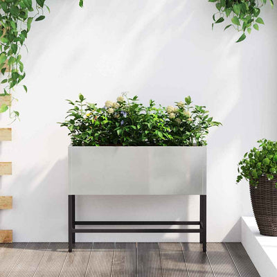 Vidaxl erhöhter Gartenpflanzer Silber 60 x 26 x 45 cm Edelstahl