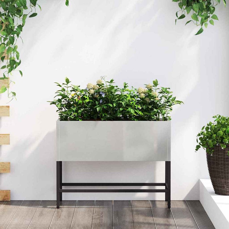 Vidaxl erhöhter Gartenpflanzer Silber 60 x 26 x 45 cm Edelstahl