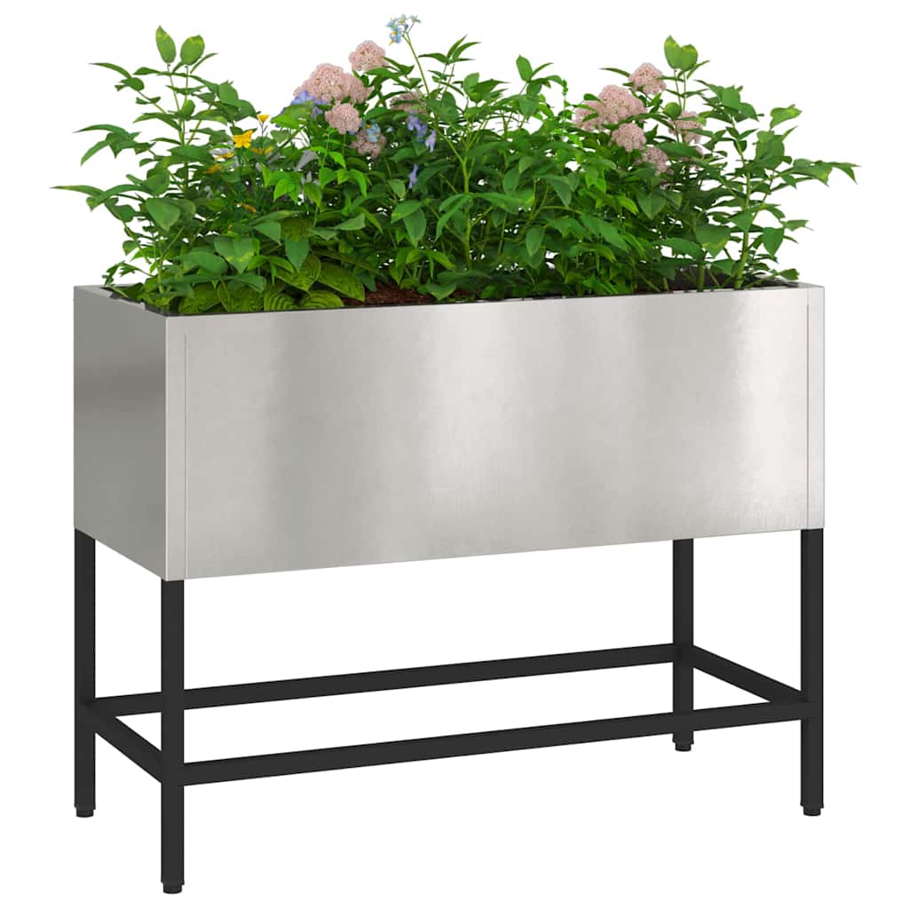Vidaxl erhöhter Gartenpflanzer Silber 60 x 26 x 45 cm Edelstahl