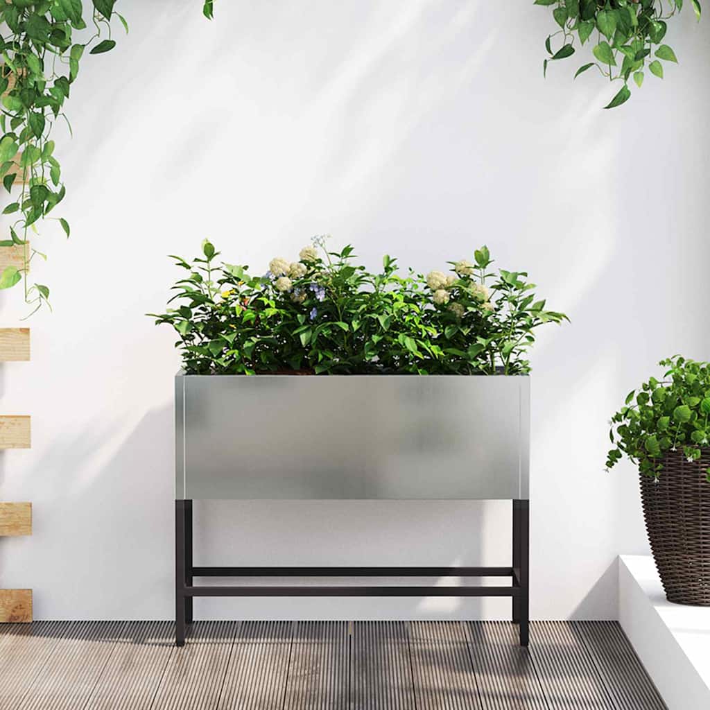Vidaxxl erhöhter Gartenpflanzer Silber 60 x 26 x 45 cm