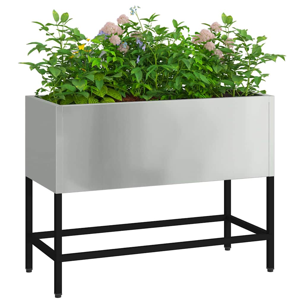 Vidaxxl erhöhter Gartenpflanzer Silber 60 x 26 x 45 cm