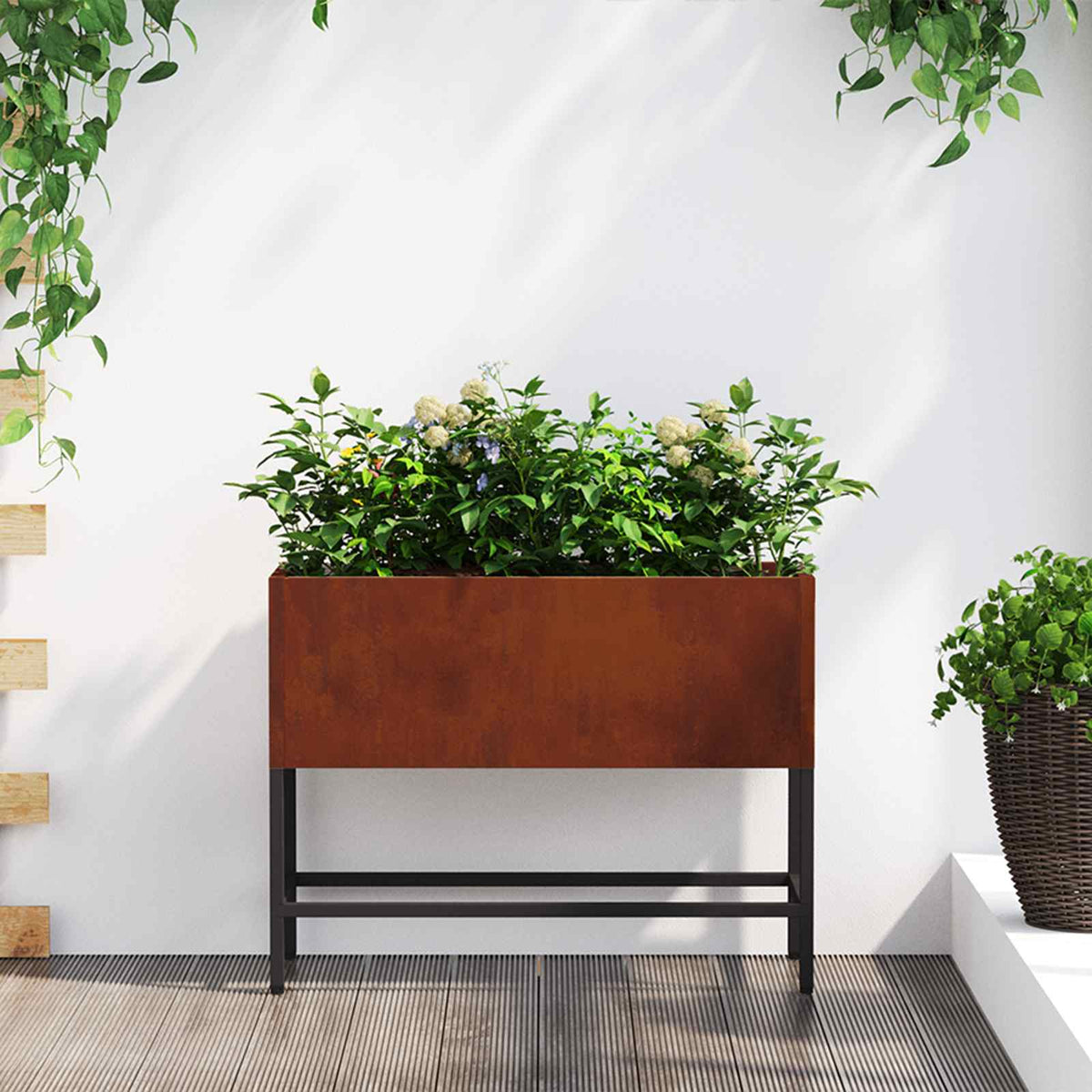 Vidaxl erhöhter Gartenpflanzer rostig 60 x 26 x 45 cm Cortenstahl