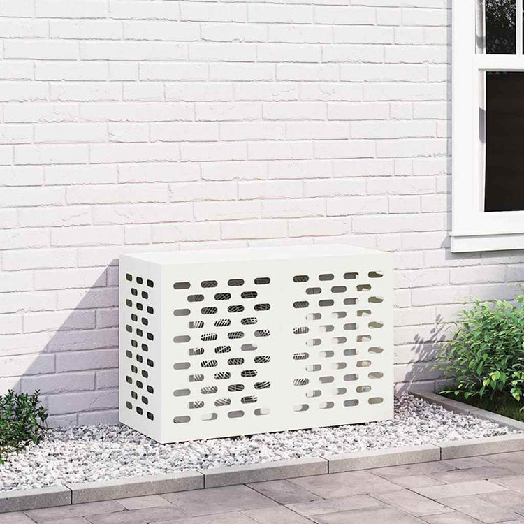 VidaXL Klimaanlagenabdeckung weiß 90 x 40 x 60 cm Stahl