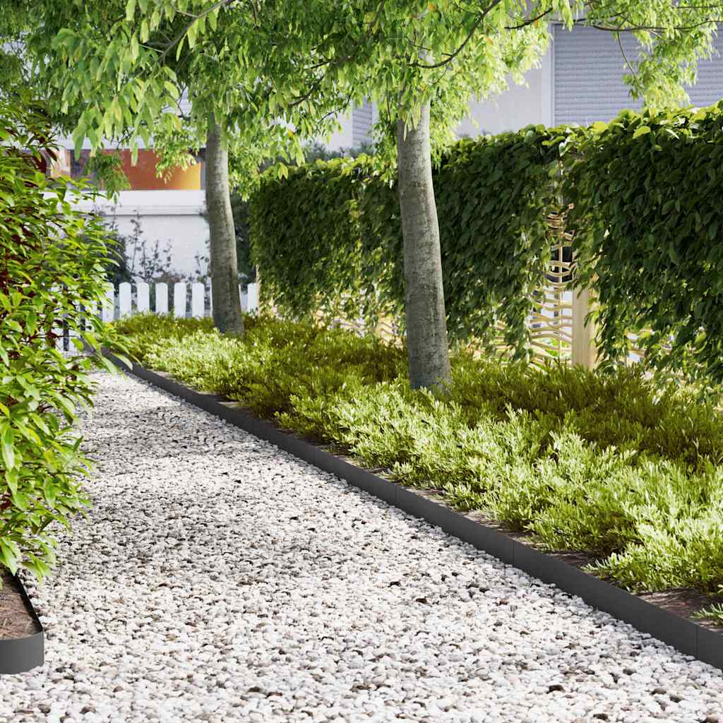Vidaxl Gartenkante 10 Stück schwarz 100 x 0,05 x 20 cm kaltgewalzter Stahl