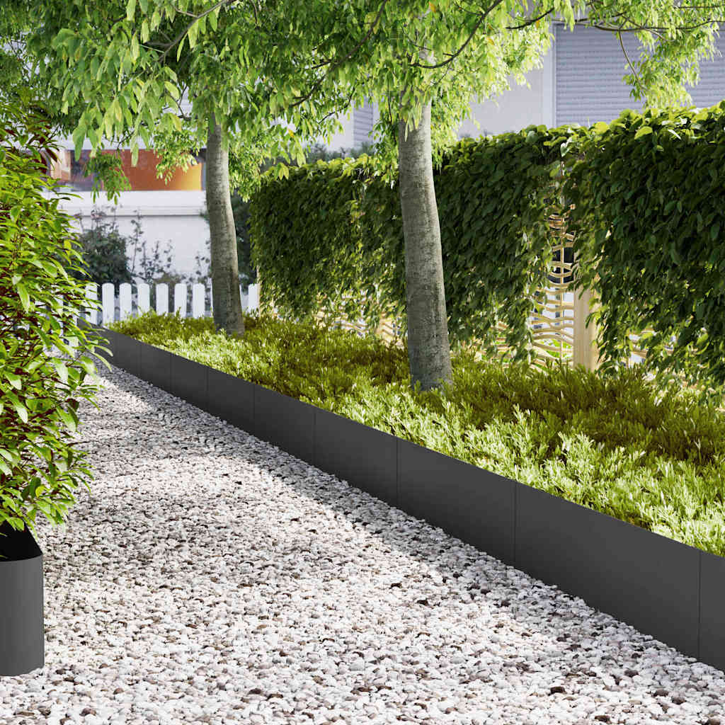 Vidaxl Gartenkante 20 Stück schwarz 100 x 0,05 x 20 cm kaltgewalzter Stahl