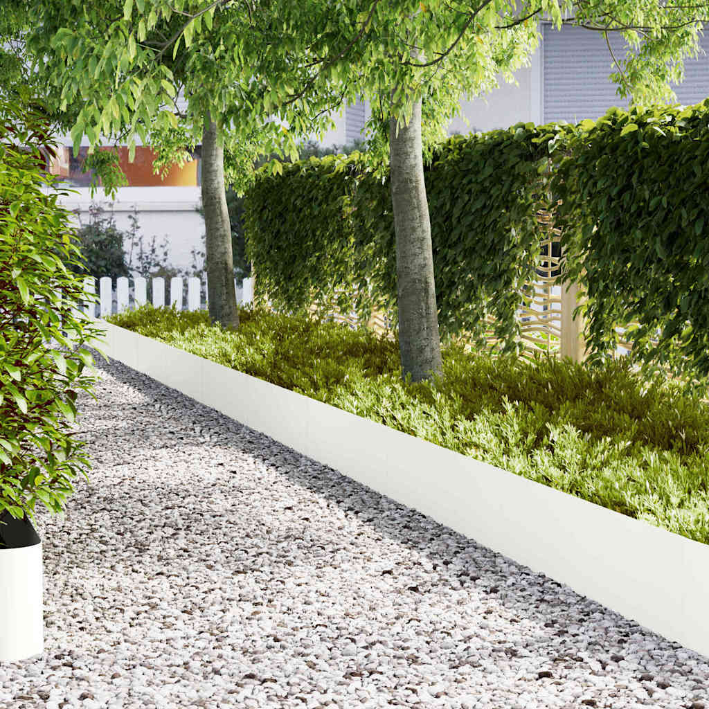 Vidaxl Gartenkante 10 Stück weiß 100 x 0,05 x 20 cm kaltgewalzter Stahl