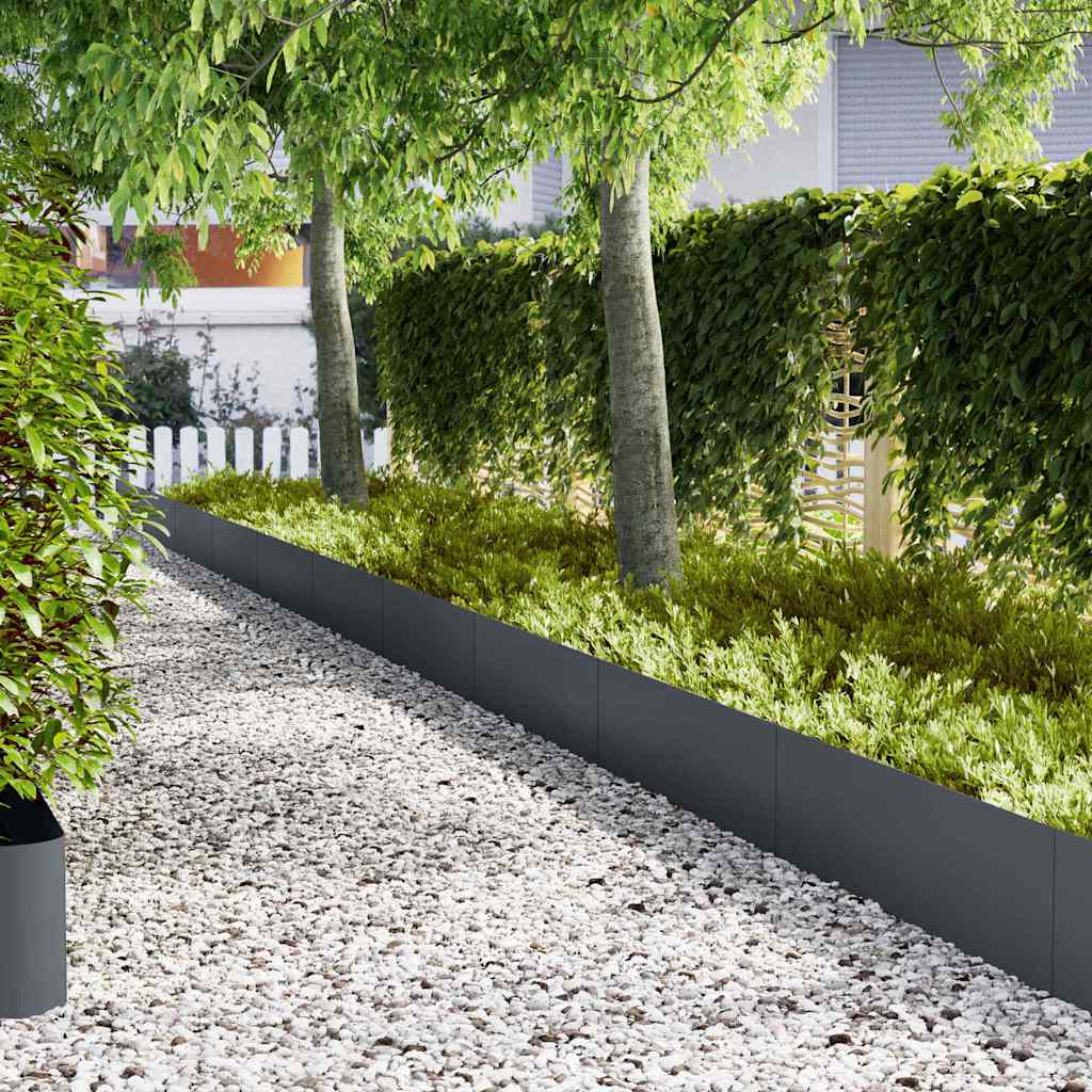 Vidaxl Gartenkante 10 Stück Anthrazit 100 x 0,05 x 20 cm kaltgewalzter Stahl