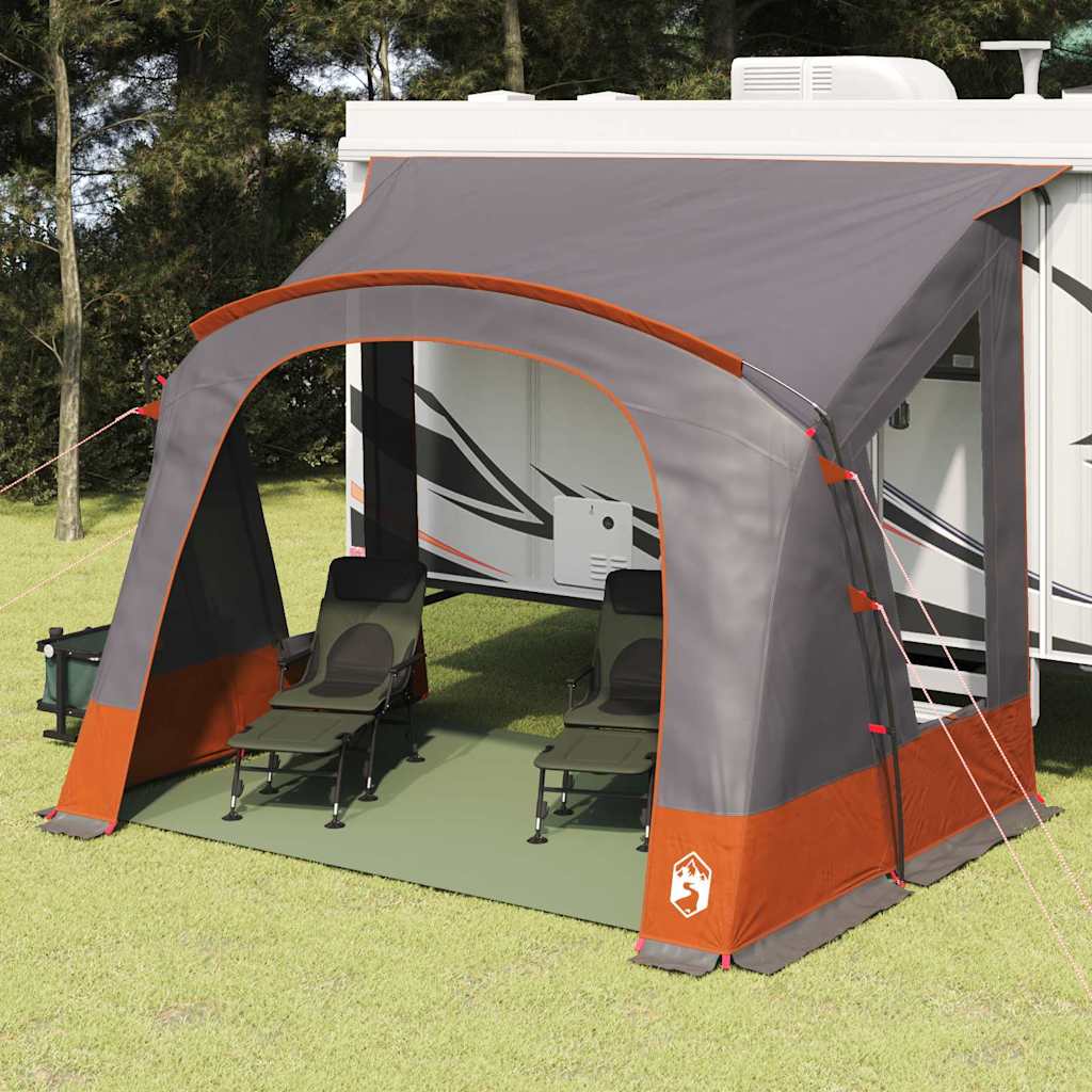 Vidaxx Wohnwagenzelt mit Dach grau und orange 252 x 245 x 245 cm