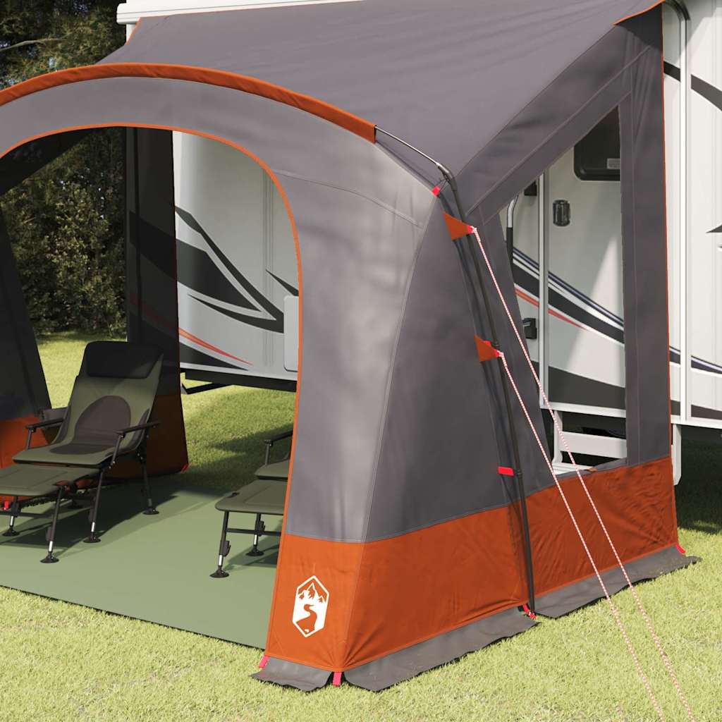 Vidaxx Wohnwagenzelt mit Dach grau und orange 252 x 245 x 245 cm