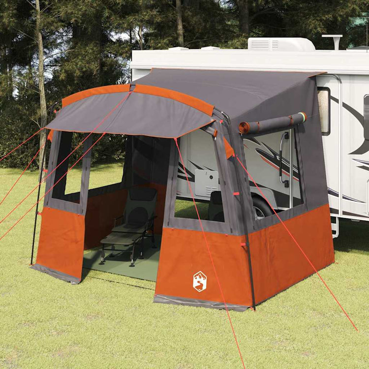 Vidaxx Heckklappenzelt für Wohnwagen Grau und Orange 352 x 250 x 240 cm