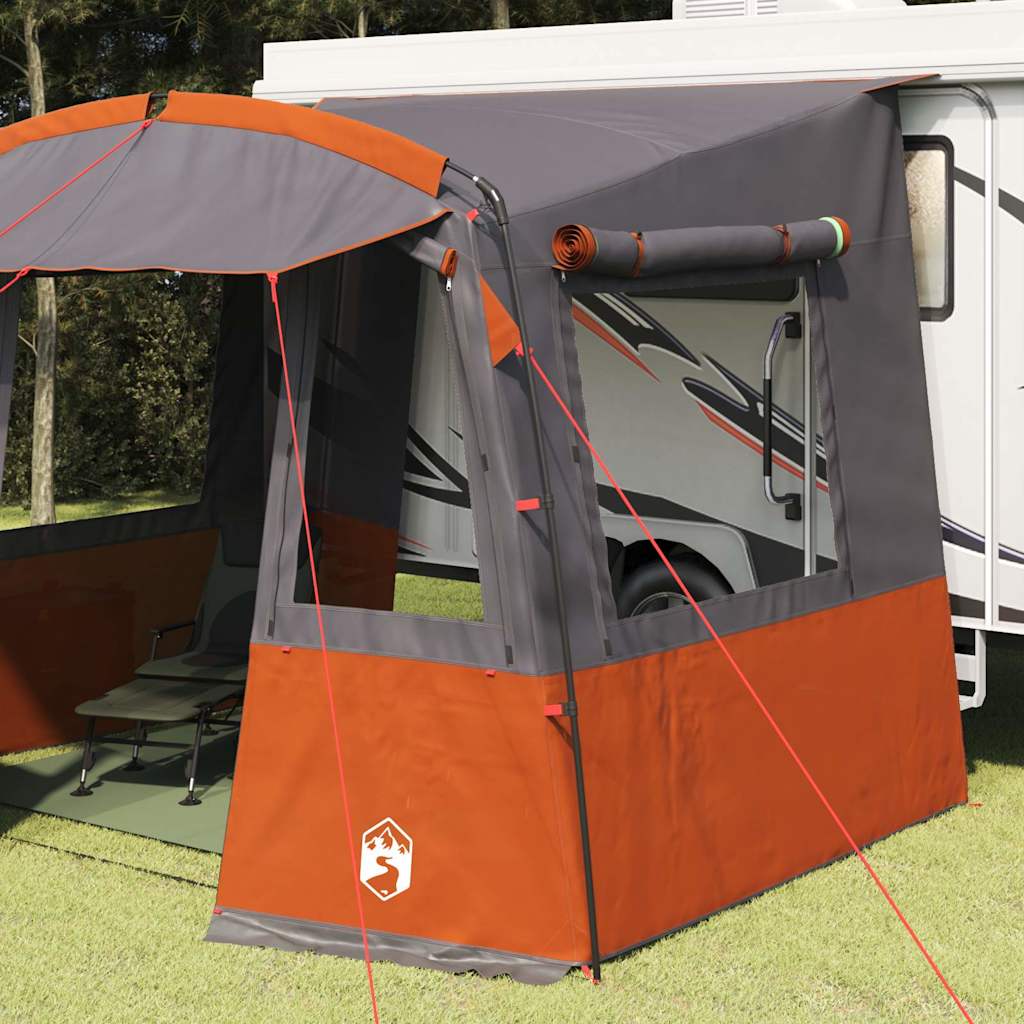 Vidaxx Heckklappenzelt für Wohnwagen Grau und Orange 352 x 250 x 240 cm