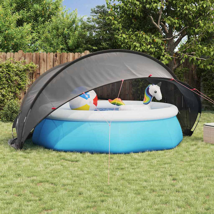 Vidaxl Poolüberdachung schwarz 405 x 405 x 192 cm 185t Polyester mit PU-Beschichtung