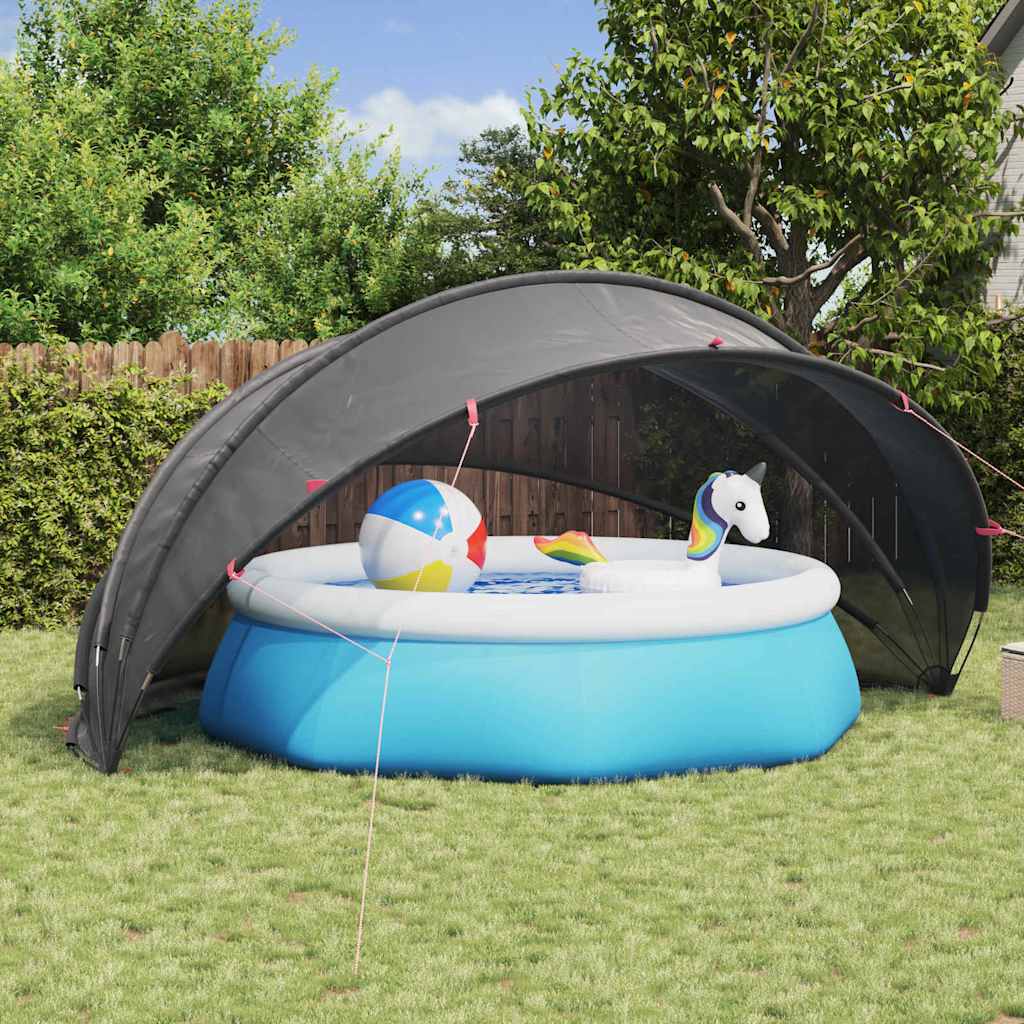 Vidaxl Poolüberdachung schwarz 500 x 500 x 236 cm 185t Polyester mit PU-Beschichtung