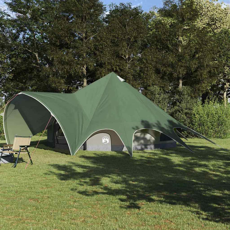 Vidaxl Tipi-Zelt mit Dach grün und grau 600 x 600 x 347 cm