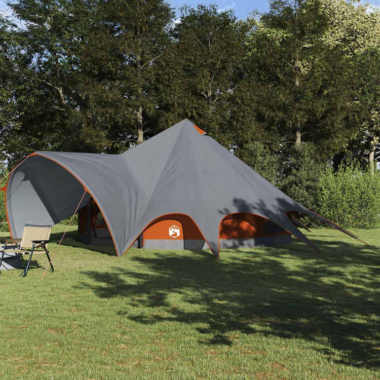 Vidaxl Tipi-Zelt mit Dach grau und orange 600 x 600 x 347 cm