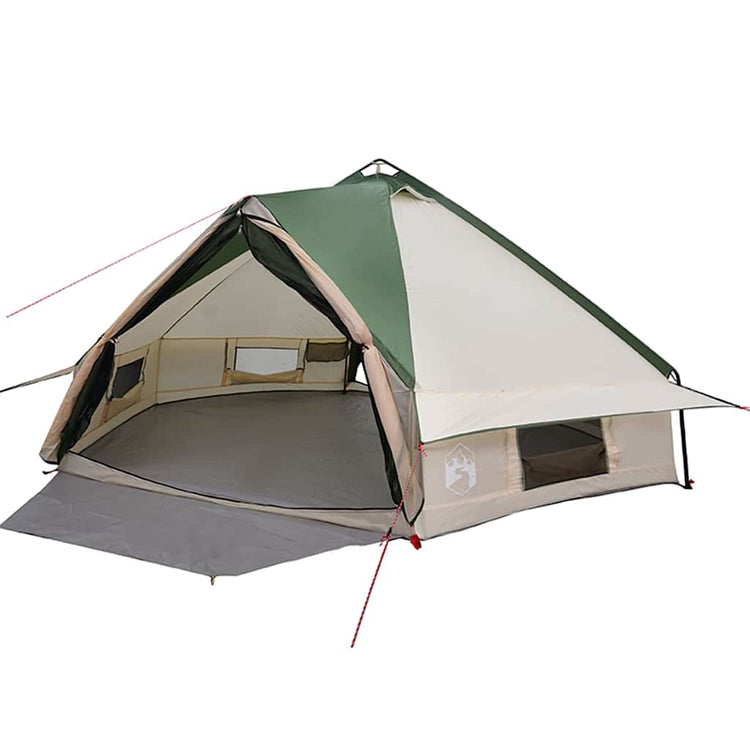 Vidaxl Tipi-Zelt mit Dach mit Stauraum, grün und weiß, 490 x 410 x 210 cm