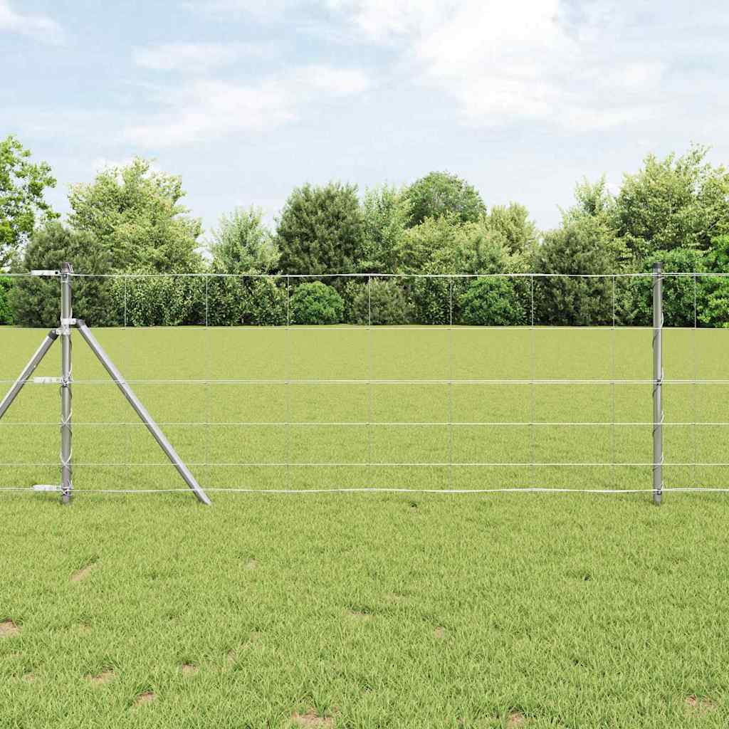 Vidaxl Weidezaun silber 25 x 0,8 m aus verzinktem Stahl