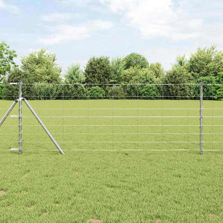 Vidaxl Weidezaun silber 25 x 0,8 m aus verzinktem Stahl