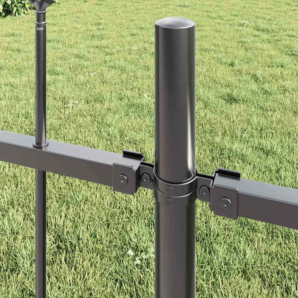 Vidaxl Gartenzaun grau 1,7 x 0,8 m pulverbeschichteter Stahl