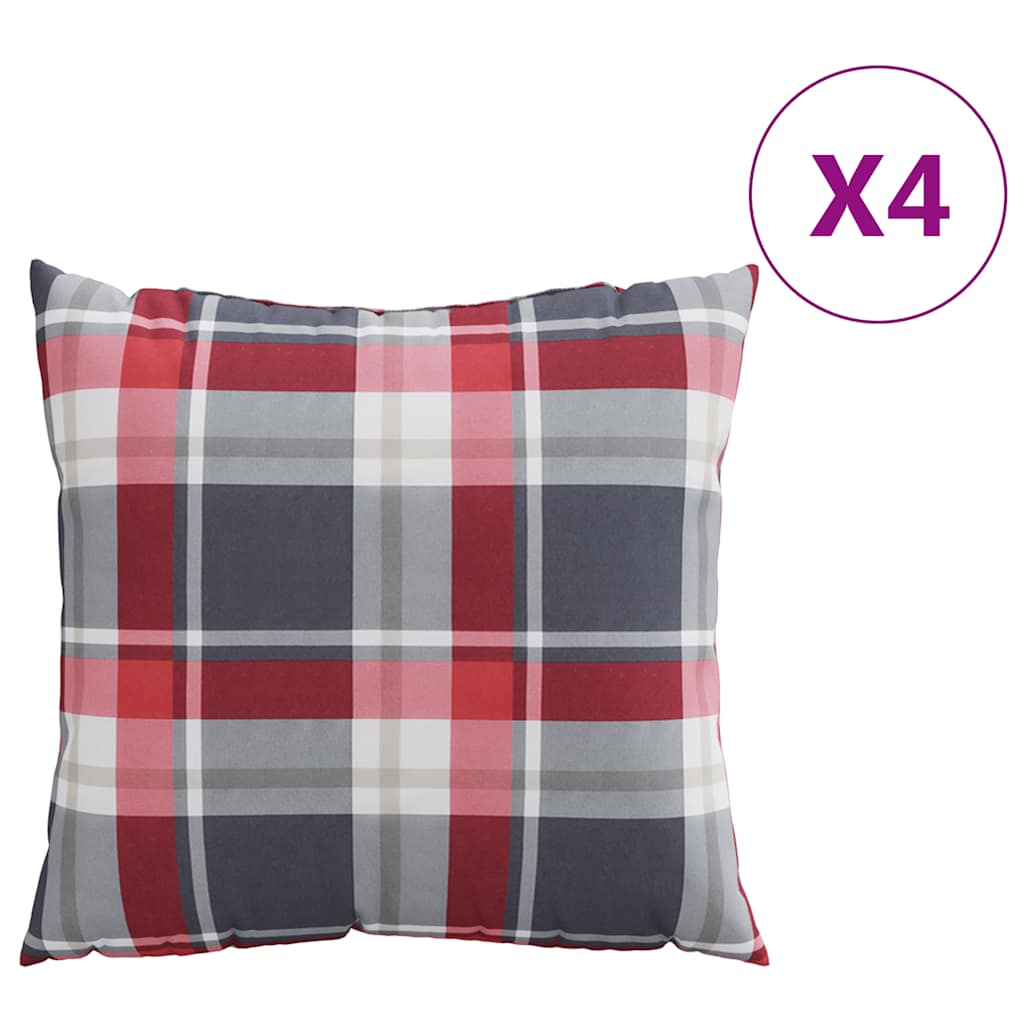 Vidaxx Sofakissen 4 Stück rot Karomuster 50x50 cm Stoff