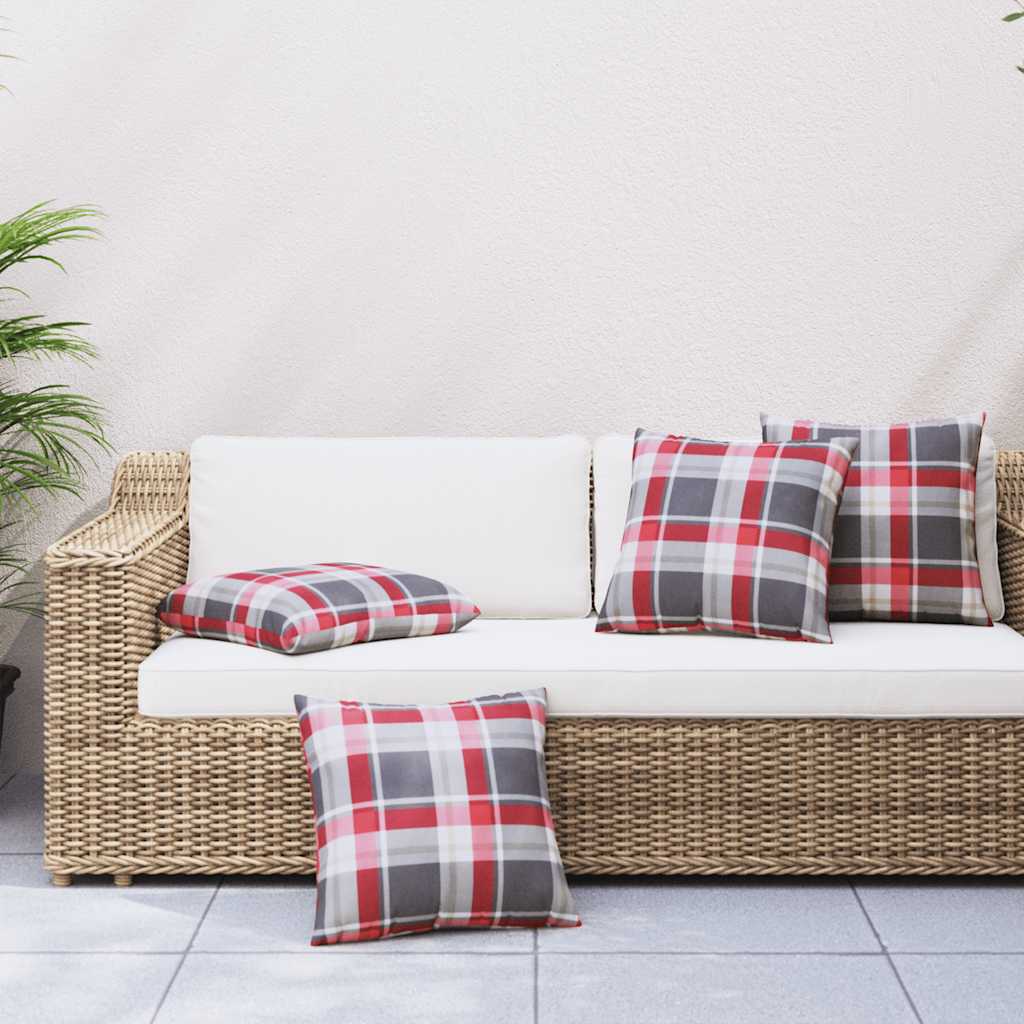 Vidaxx Sofakissen 4 Stück rot Karomuster 50x50 cm Stoff