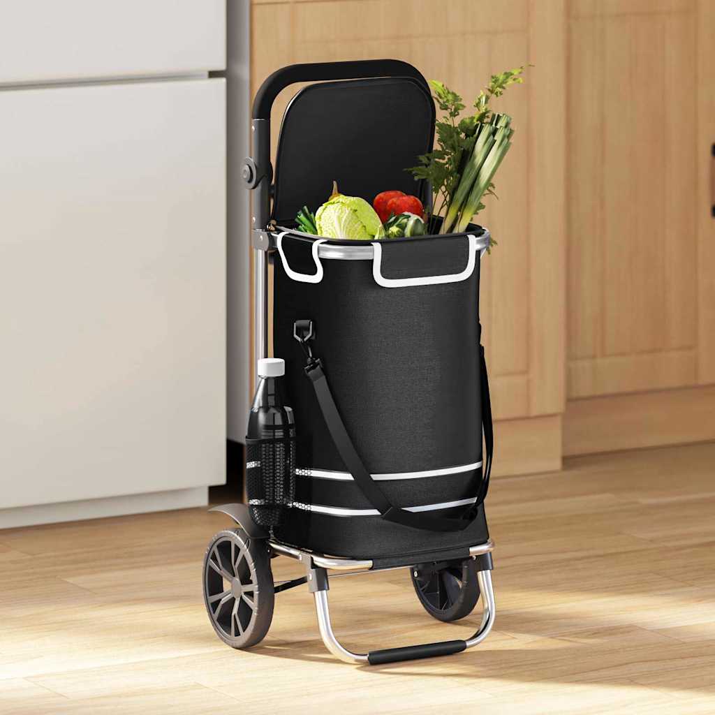 Vidaxl Einkaufswagen schwarz 36,5 x 46,5 x 100,5 cm Oxford-Stoff