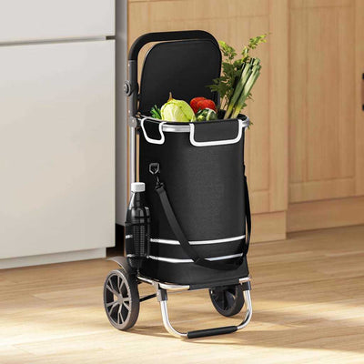 Vidaxl Einkaufswagen schwarz 36,5 x 46,5 x 100,5 cm Oxford-Stoff