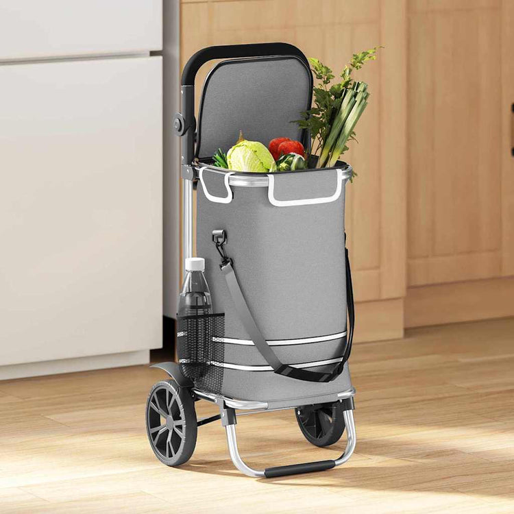 Vidaxl Einkaufswagen grau 36,5 x 46,5 x 100,5 cm Oxford-Stoff