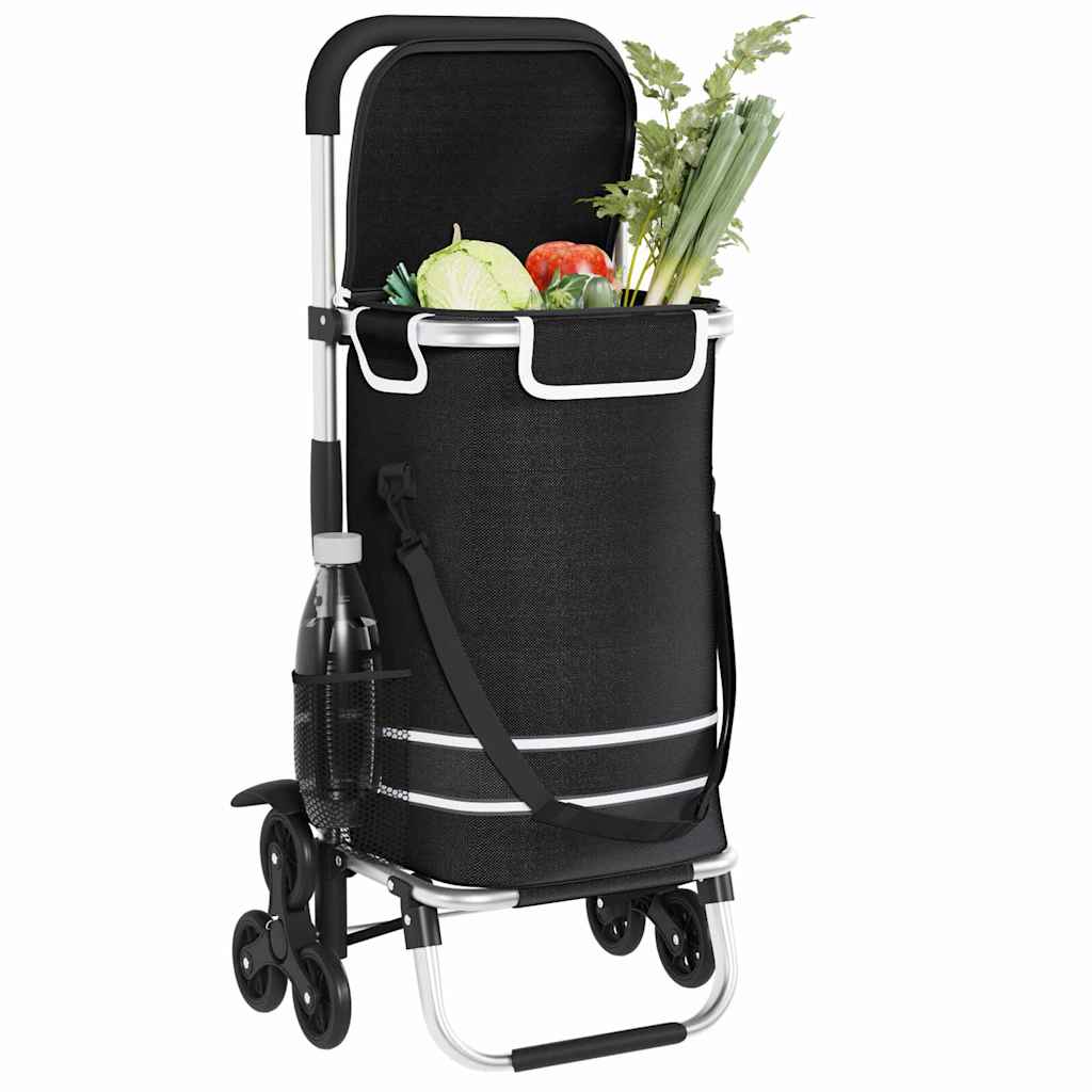 Vidaxl Einkaufswagen schwarz 47 x 39 x 100,5 cm Oxford-Stoff