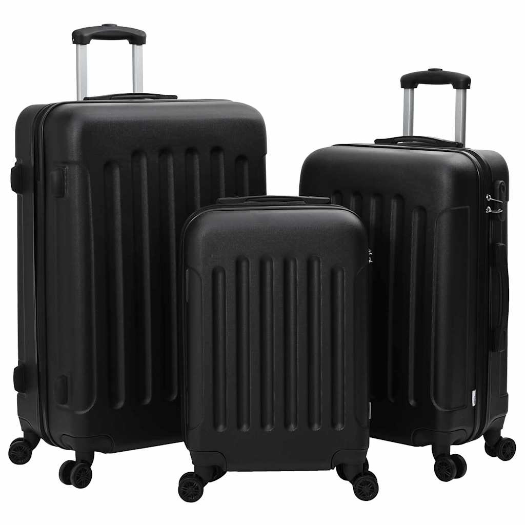 VidaXL Koffer mit Schloss 3 Stück schwarz 50 x 31 x 78 cm ABS-Kunststoff
