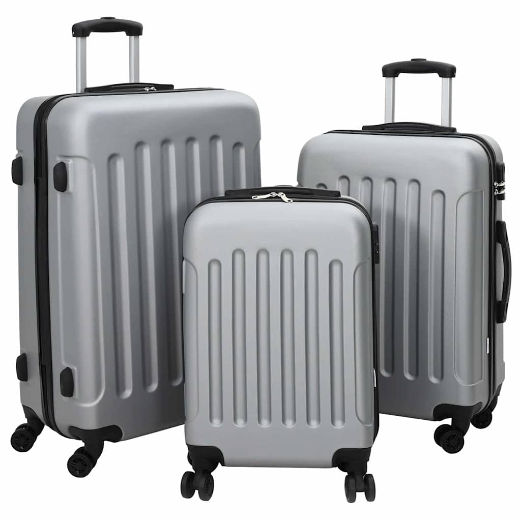 VidaXL Koffer mit Schloss 3 Stück Silber 50 x 31 x 78 cm ABS-Kunststoff