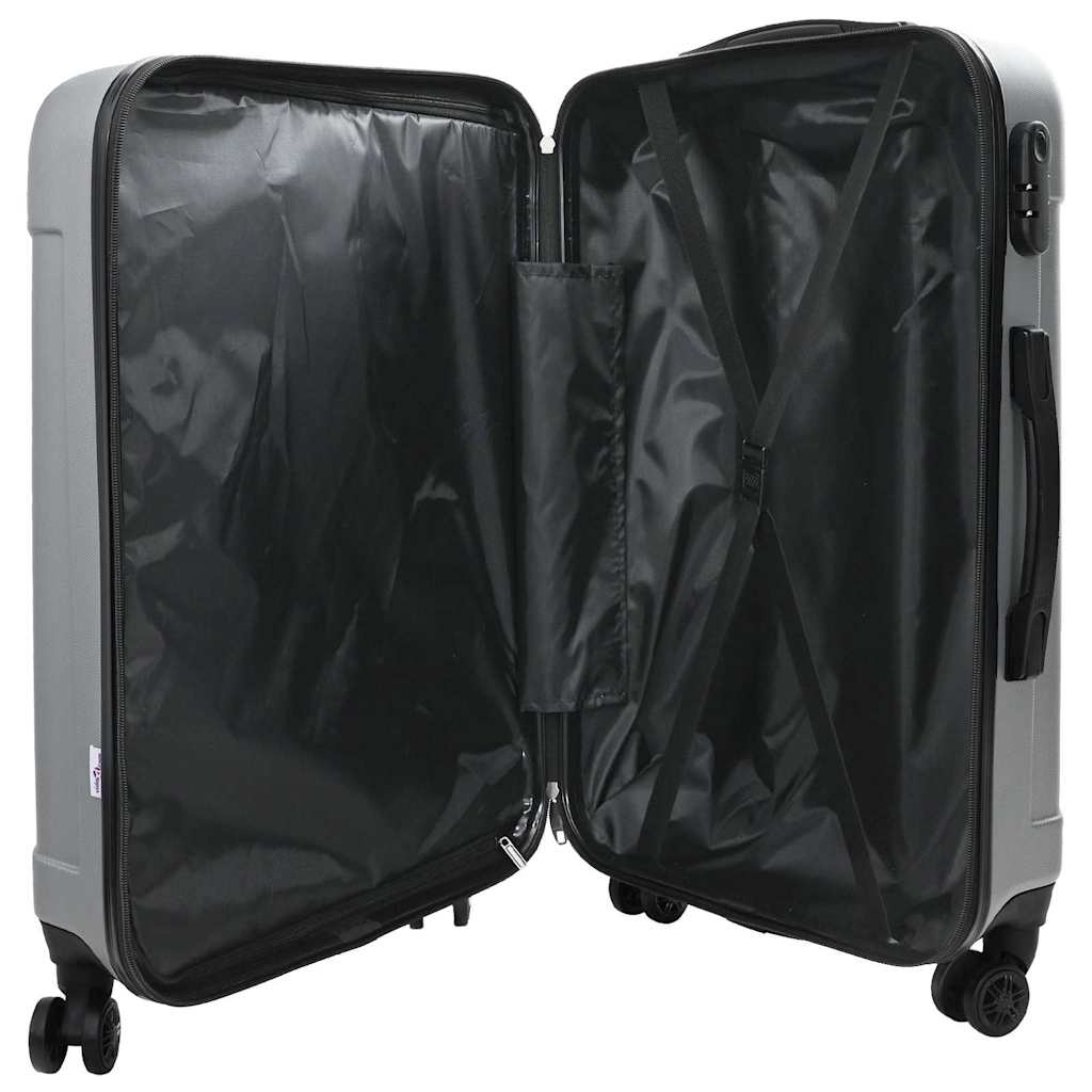 VidaXL Koffer mit Schloss 3 Stück Silber 50 x 31 x 78 cm ABS-Kunststoff