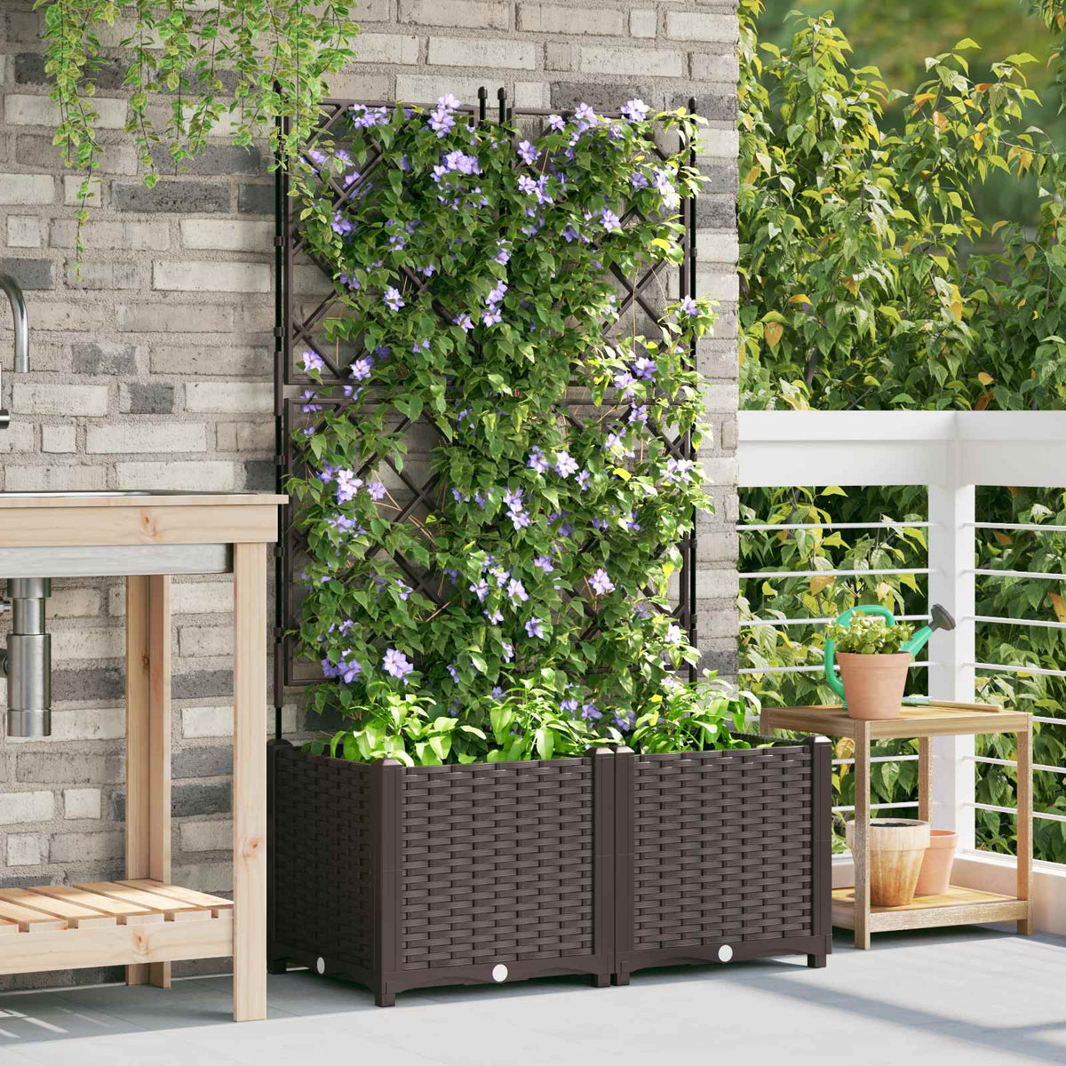Vidaxl Gartenblumentopf 2 Stück braun 80 x 40 x 143 cm Stahl