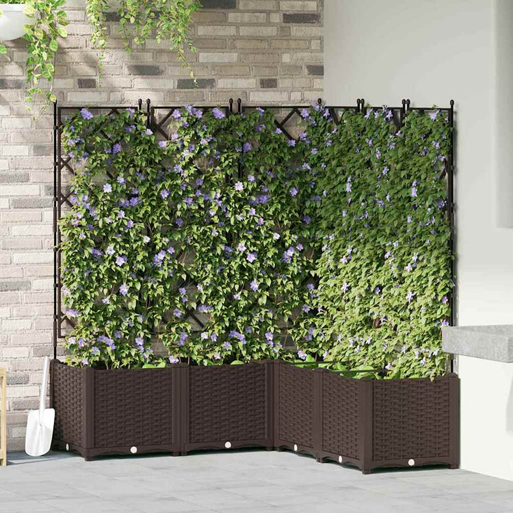 Vidaxxl Gartenblumentopf 5 Stück braun 120 x 120 x 143 cm Stahl