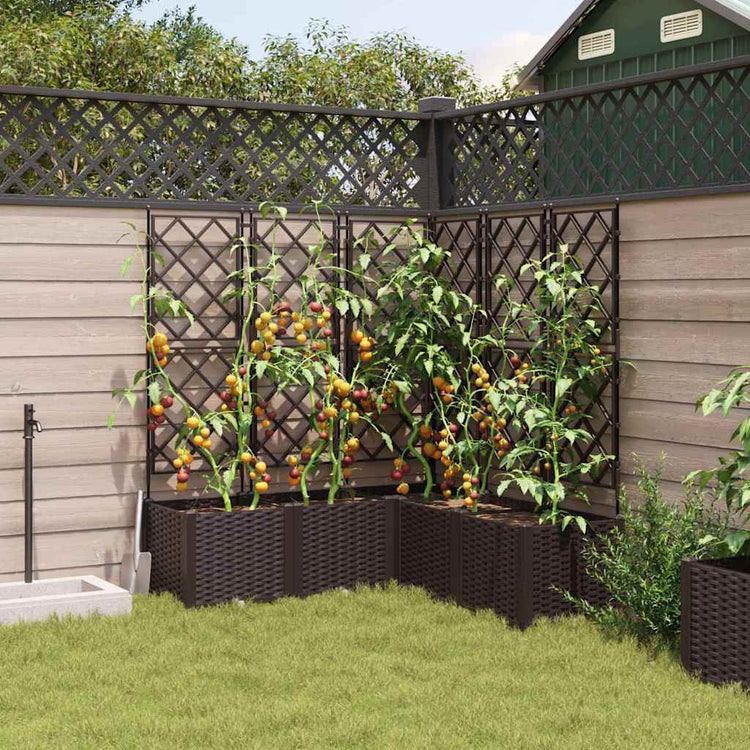 Vidaxxl Gartenblumentopf 5 Stück braun 120 x 120 x 143 cm Stahl