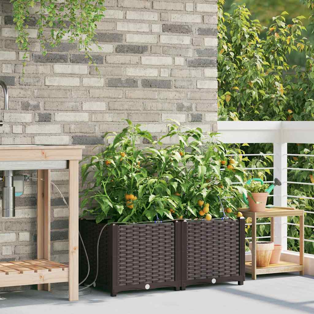 VidaXL Gartenblumentopf 2 Stück brauner Stahl