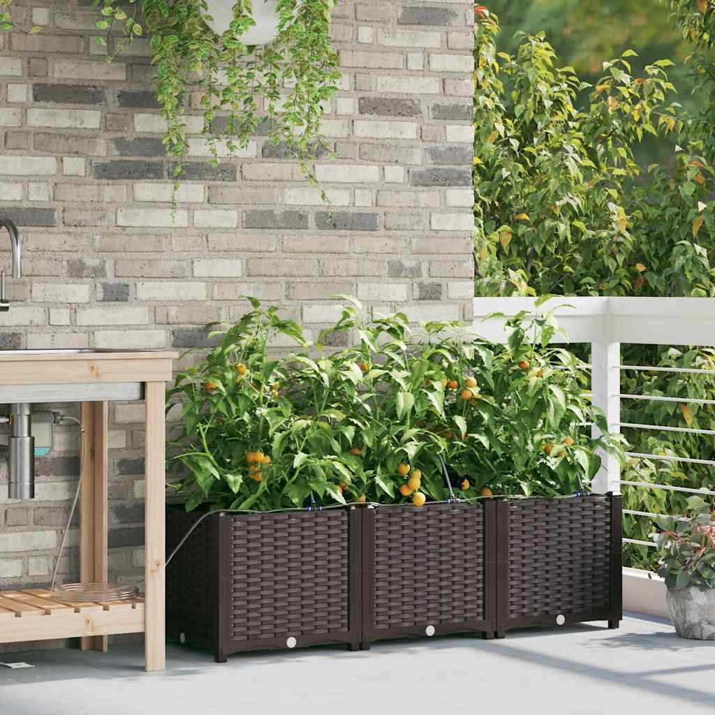 VidaXL Gartenblumentopf 3 Stück brauner Stahl